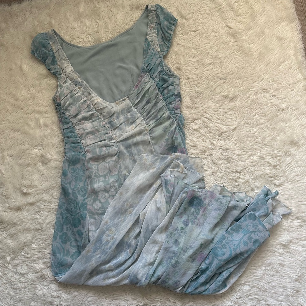 Free People Dress Heart To Heart Midi Flowy Fairycore Floral Blue Sz 12 - Picture 3 of 13